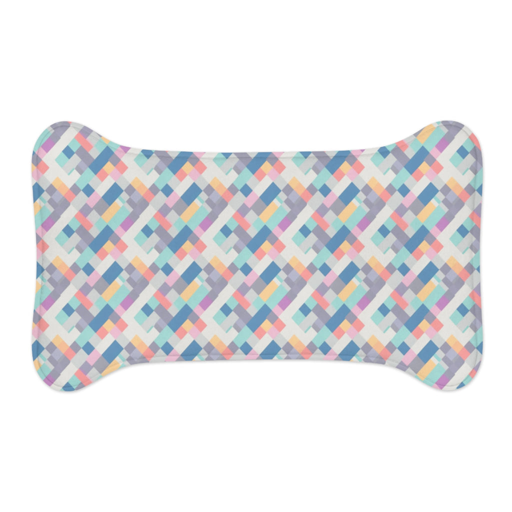 Pastel Pixel Weave in Diagonal Harmony - Pet Feeding Mat, pet mat, non-slip pet mat, cute pet mat