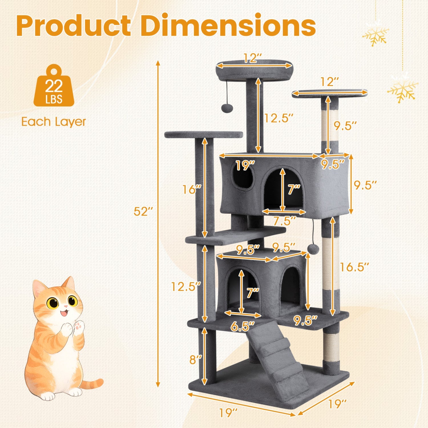 52 Inch Tall Cat Tree Tower for Indoor Cats