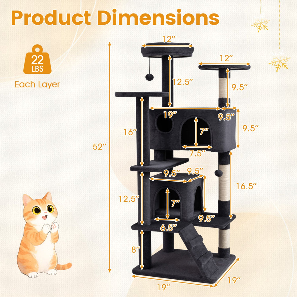 52 Inch Tall Cat Tree Tower for Indoor Cats
