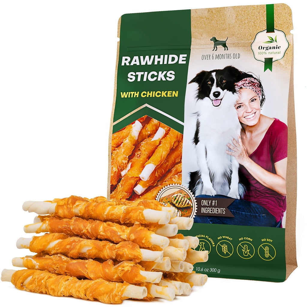 Rawhide Sticks for Dogs Chicken-Wrapped Grain-Free Chews