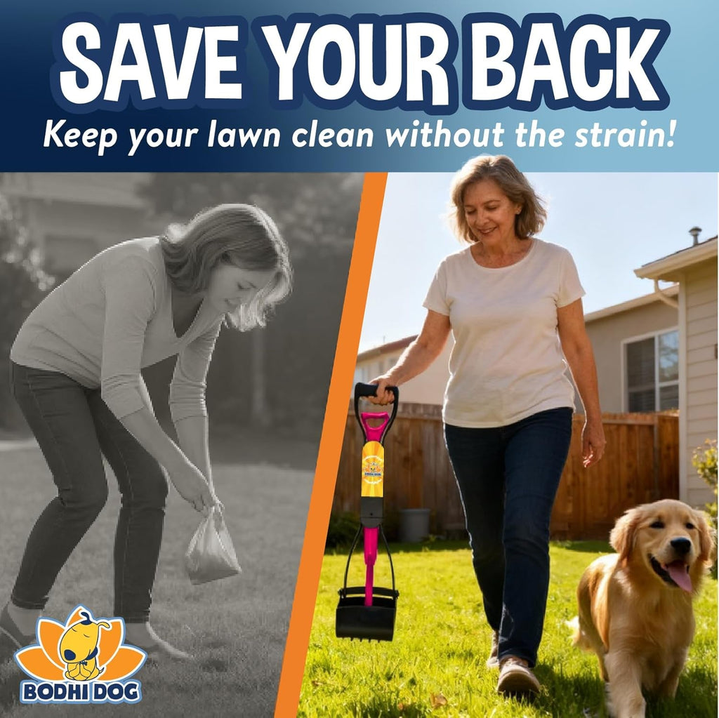 Dog Pooper Scooper Kit with Waste Bags & Holder Long Handle Cleanup Set