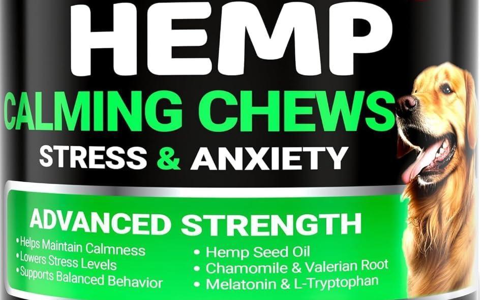 Hemp Calming Chews for Dogs 240 Count Anxiety Relief Melatonin & Chamomile