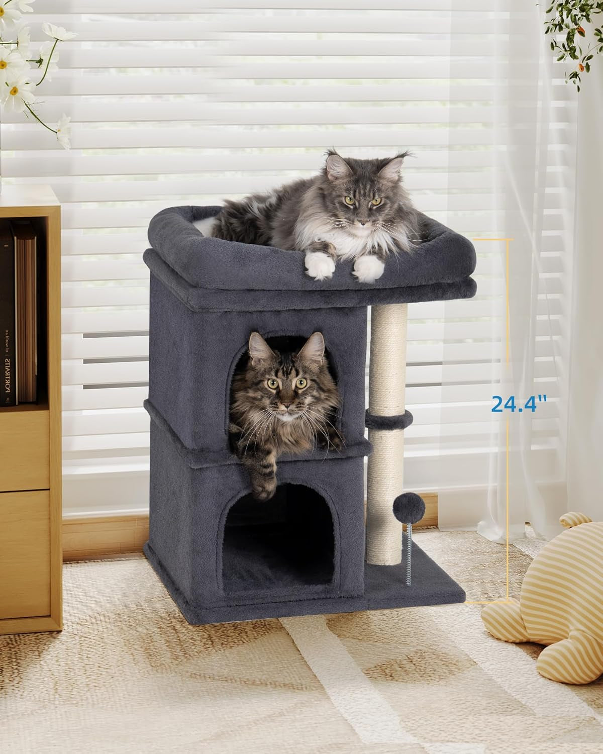 Cat Tree for Large Cats 24in Tower with Perch Condos Scratching Post