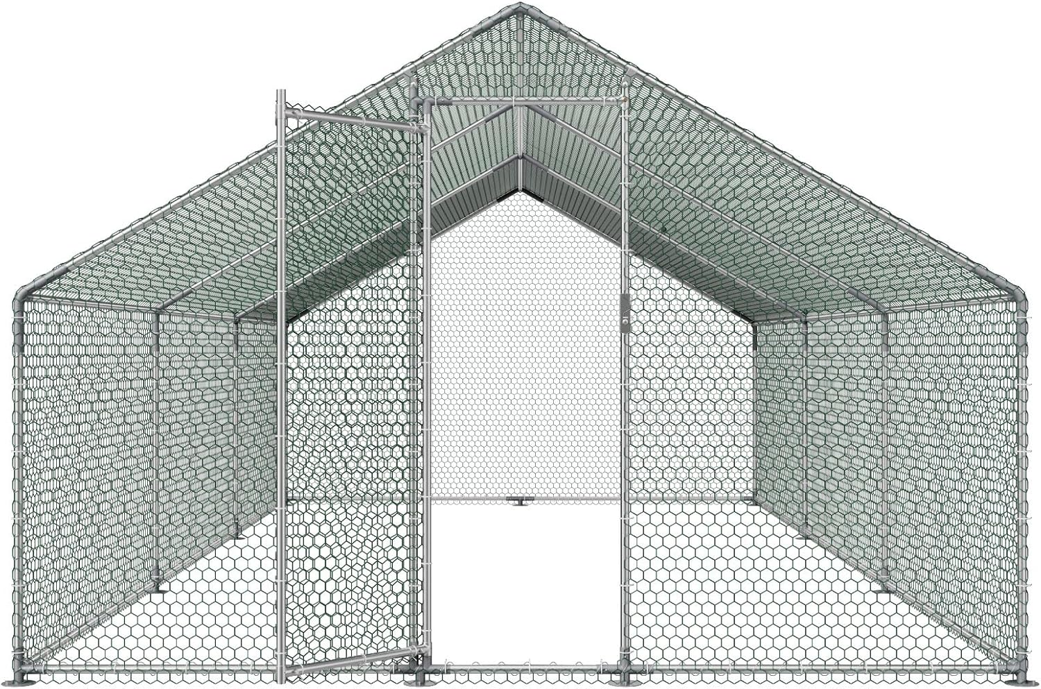 VEVOR Large Metal Chicken Coop, Walk-in Poultry Cage With Waterproof Cover, Outdoor Hen House For Chicken Duck Rabbit Farm