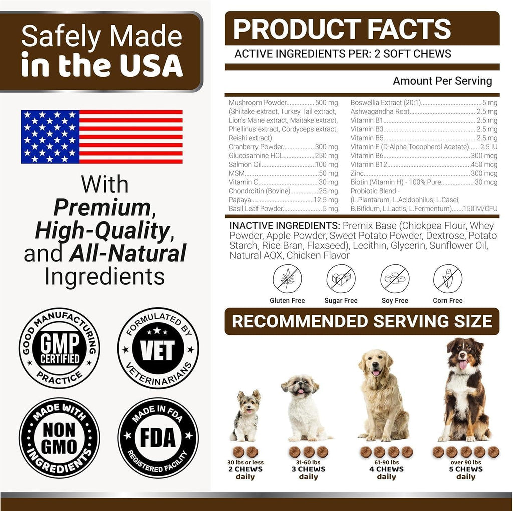 Turkey Tail Mushroom for Dogs Multivitamin Supplement Immune Support