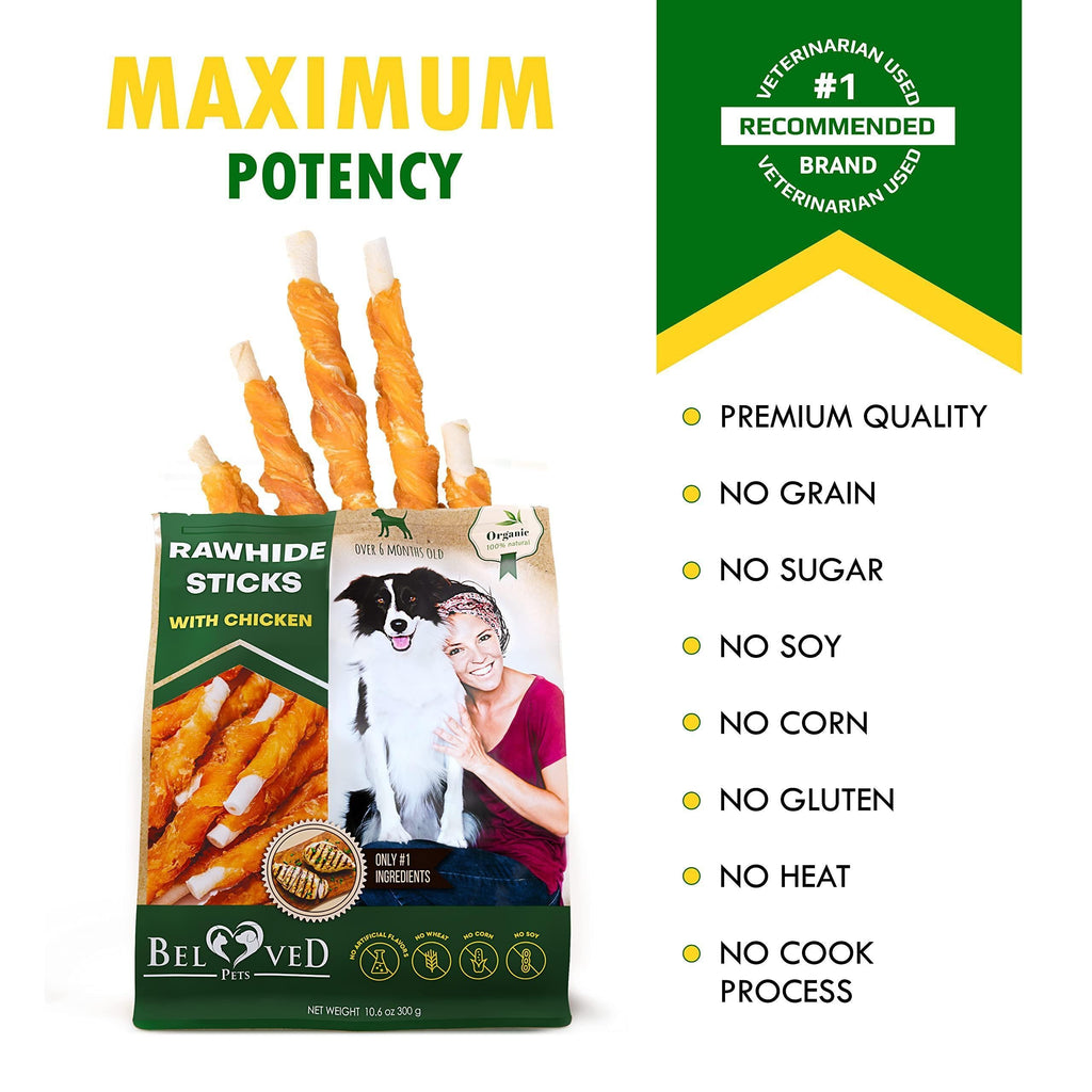 Rawhide Sticks for Dogs Chicken-Wrapped Grain-Free Chews