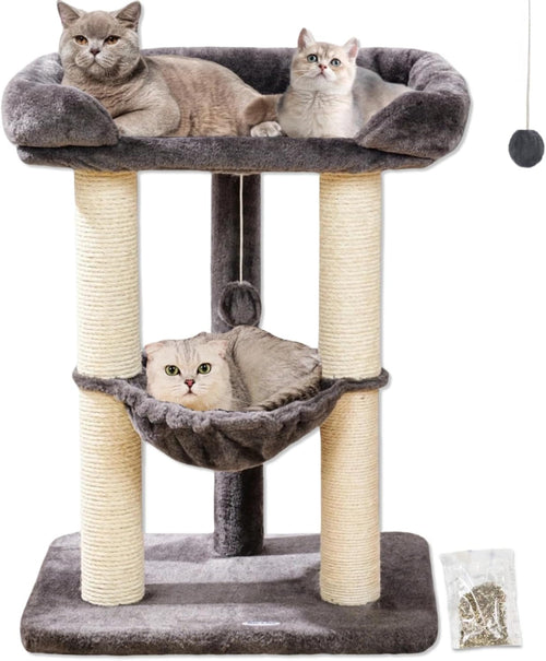 28-Inch Cat Tree for Large Cats | Window Perch, Hammock & Scratching Post