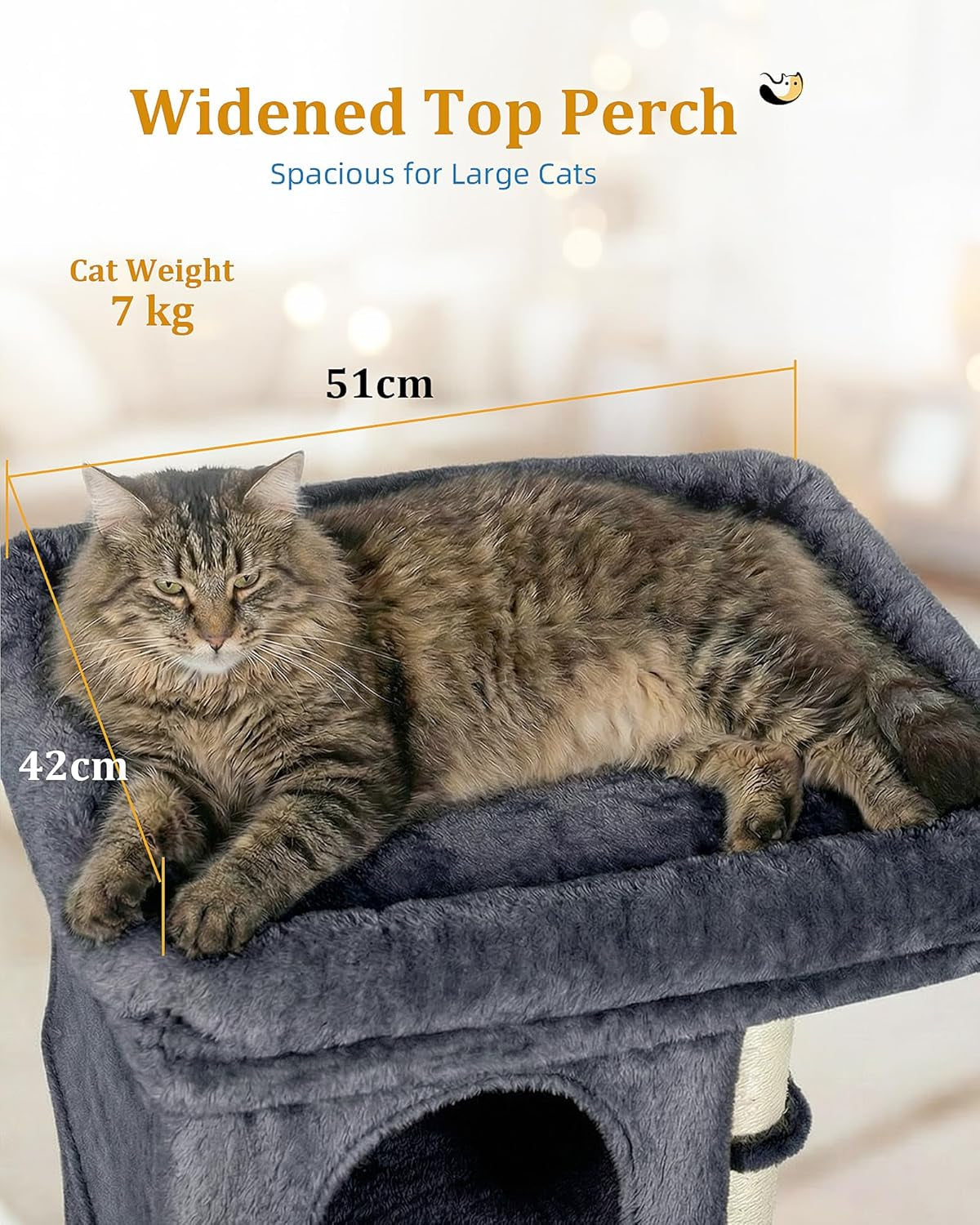 Cat Tree for Large Cats 24in Tower with Perch Condos Scratching Post