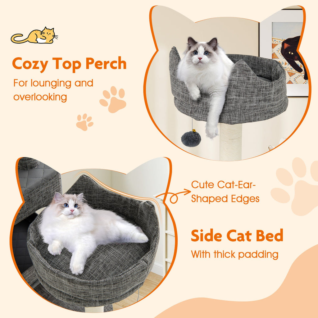 71 Inch Tall Cat Tree Multi-Level Large Cat Tower with Scratching Posts-Grey