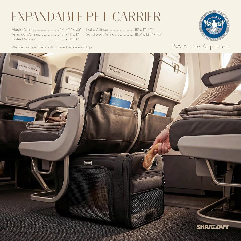 Expandable Pet Carrier Airline Approved Soft Sided Cat Dog Carrier
