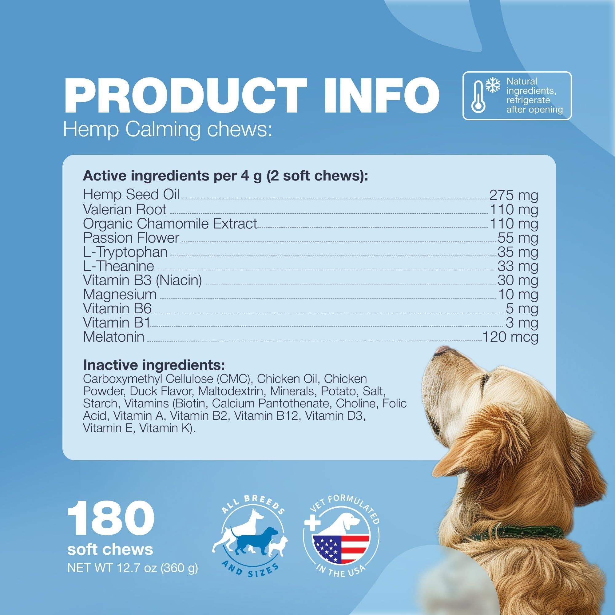 Calming Chews for Dogs Anxiety Relief Melatonin & Valerian Root