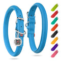 Rolled Leather Dog Collar XSmall Dogs 10–13 in Neck Blue