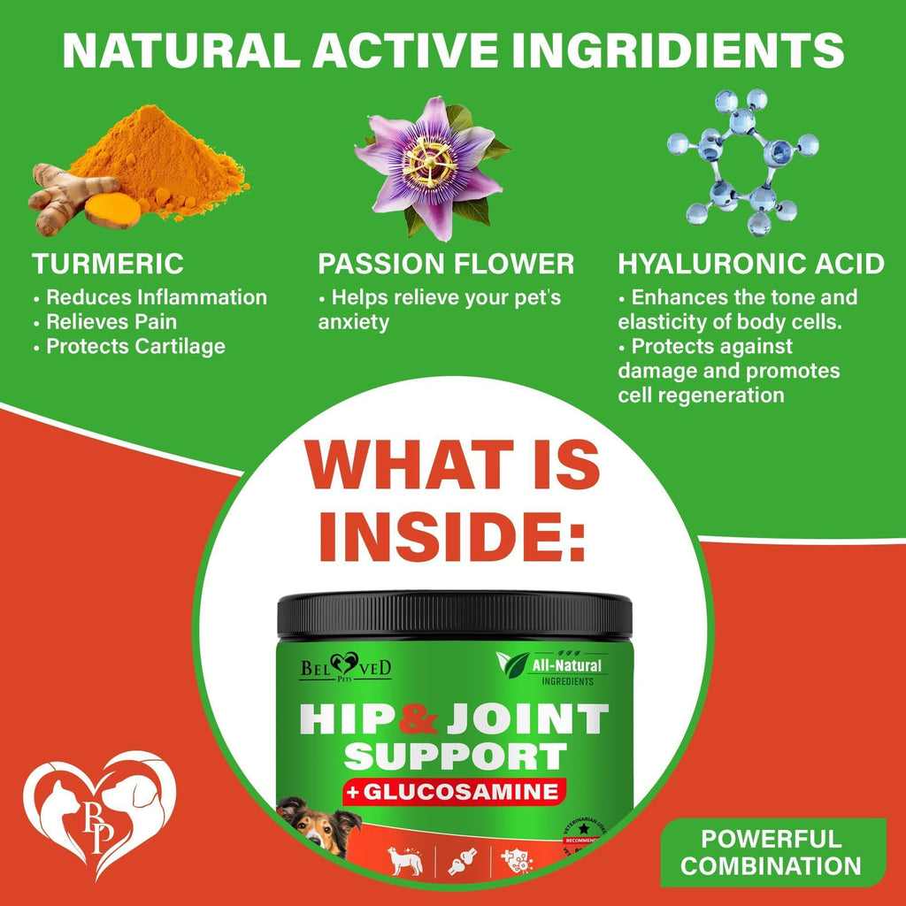Dog Hip & Joint Chews Arthritis Pain Relief Glucosamine Chondroitin MSM & Turmeric