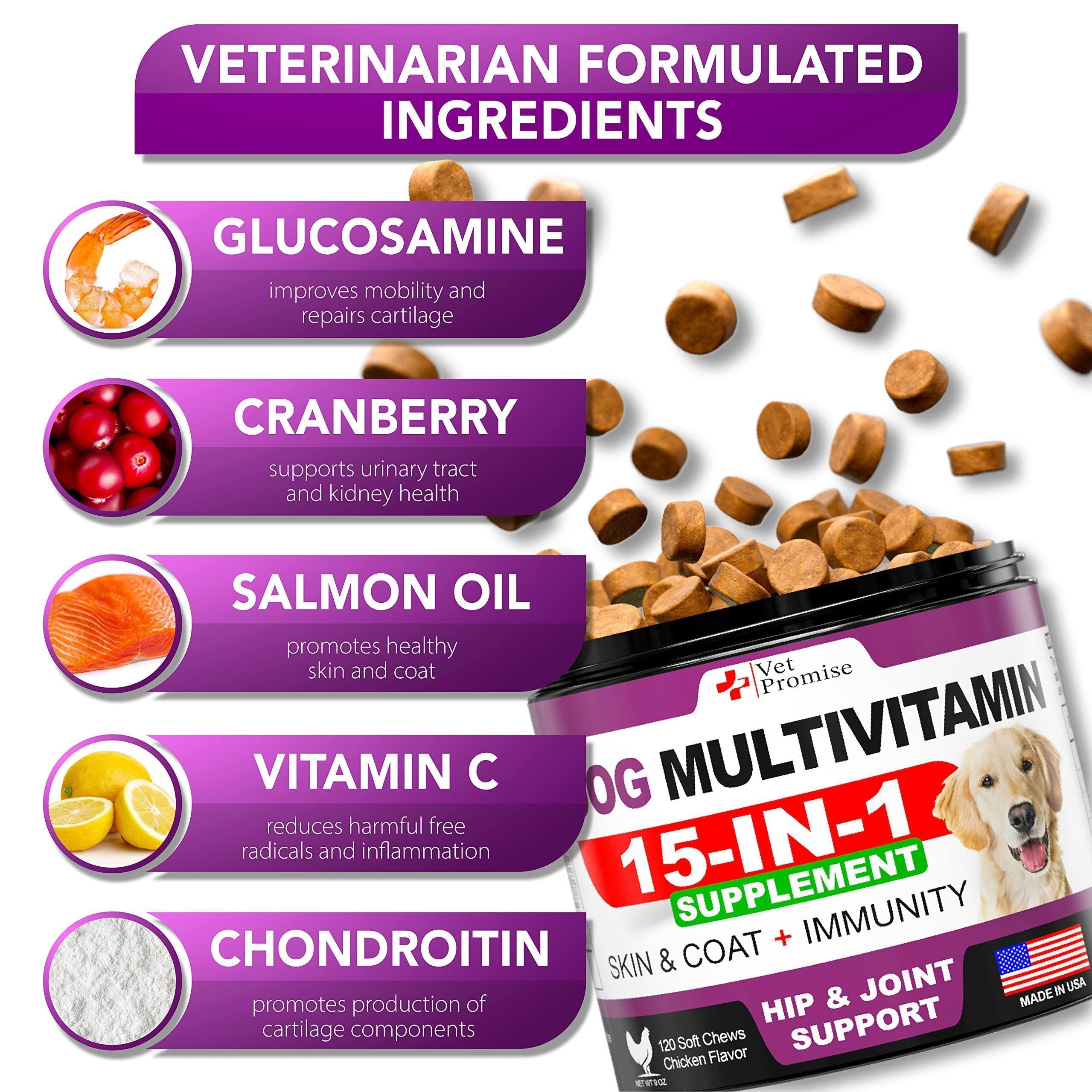 Dog Multivitamin Chews with Glucosamine 120 Count Joint Immune & Mobility