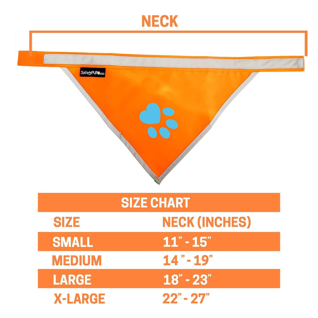 Reflective Dog Bandana Hi-Vis 24.5 in Chest x 22 in Neck Orange