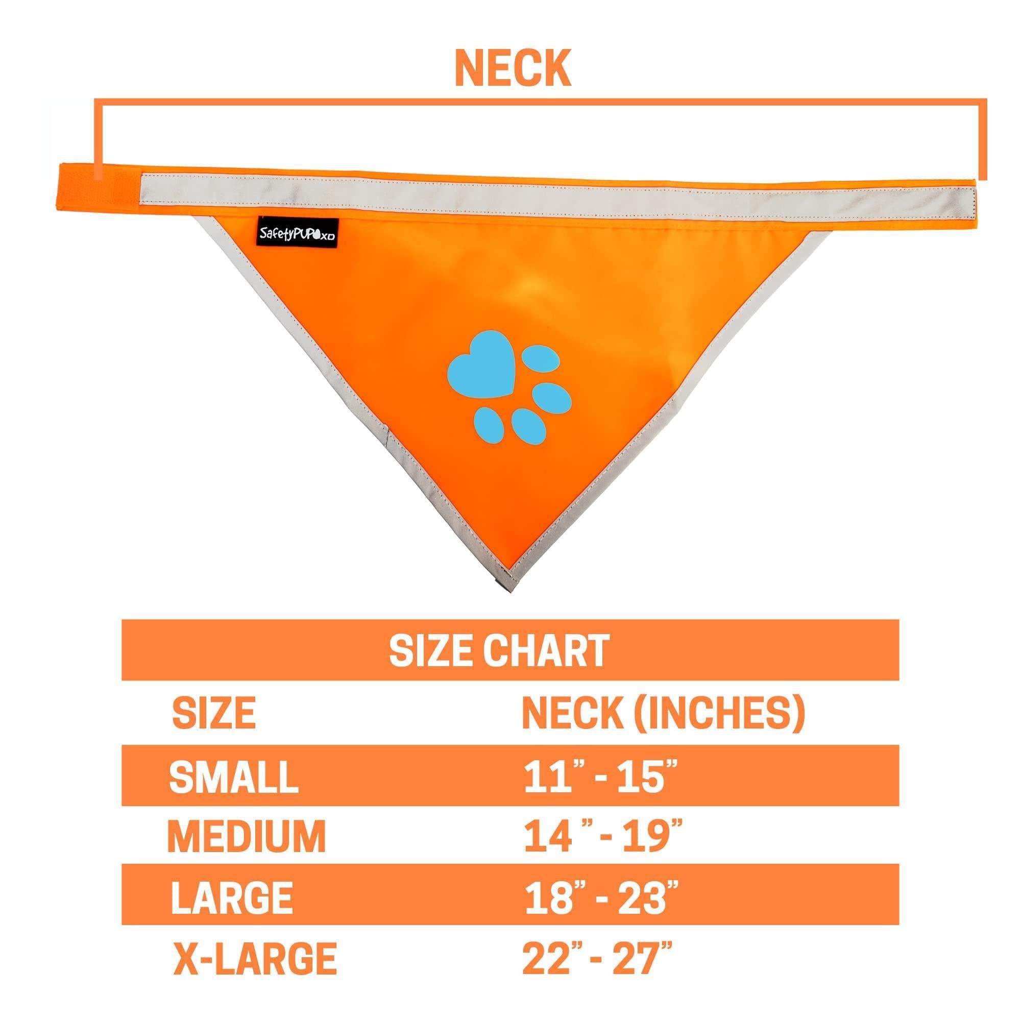 Reflective Dog Bandana Hi-Vis 24.5 in Chest x 22 in Neck Orange