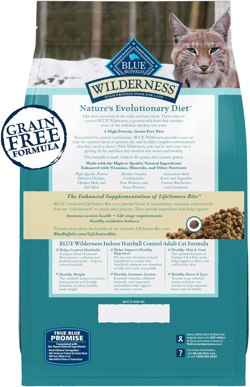 Blue Buffalo Wilderness Adult Indoor Hairball Control Dry Cat Food (5lb)