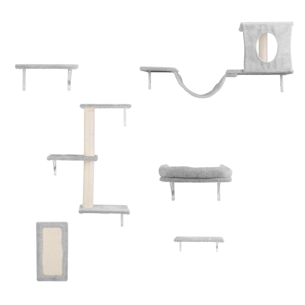 6-Piece Cat Wall Shelves Set – Shelves, Houses & Scratching Post