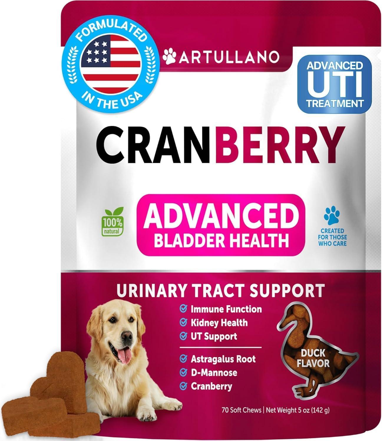 Dog UTI Treatment Cranberry Supplement Bladder Control 70 Soft Chews
