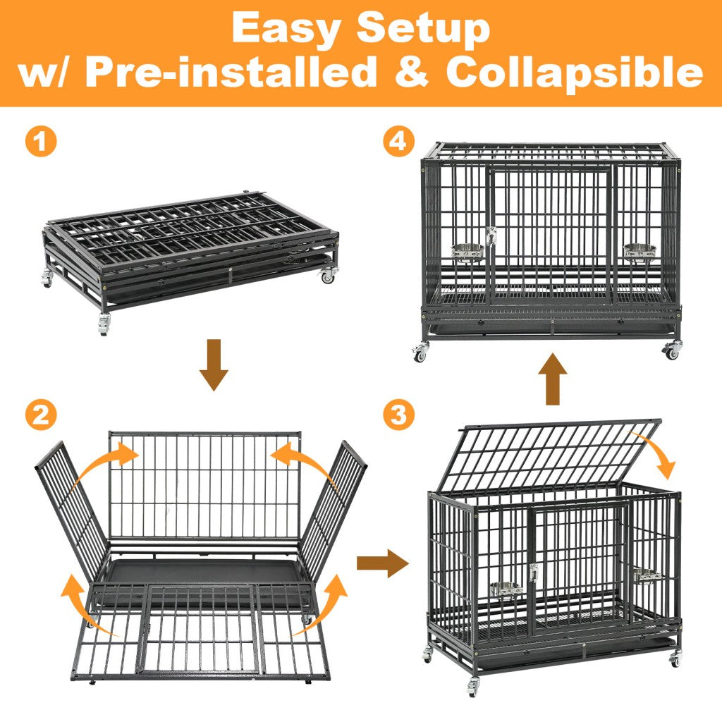 37" Stackable Heavy Duty Dog Crate 371D07