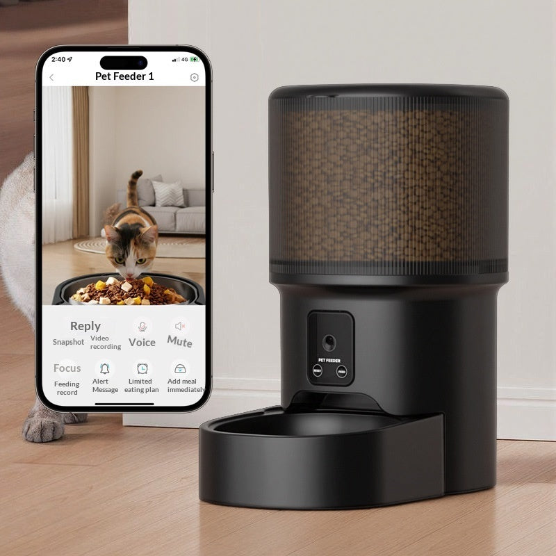 Smart Pet Feeder With Timed Feeding And Remote Voice Control