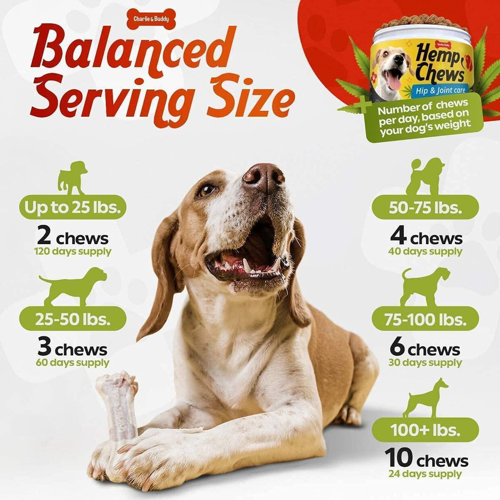 Hemp Hip & Joint Supplement for Dogs 120 Count Glucosamine