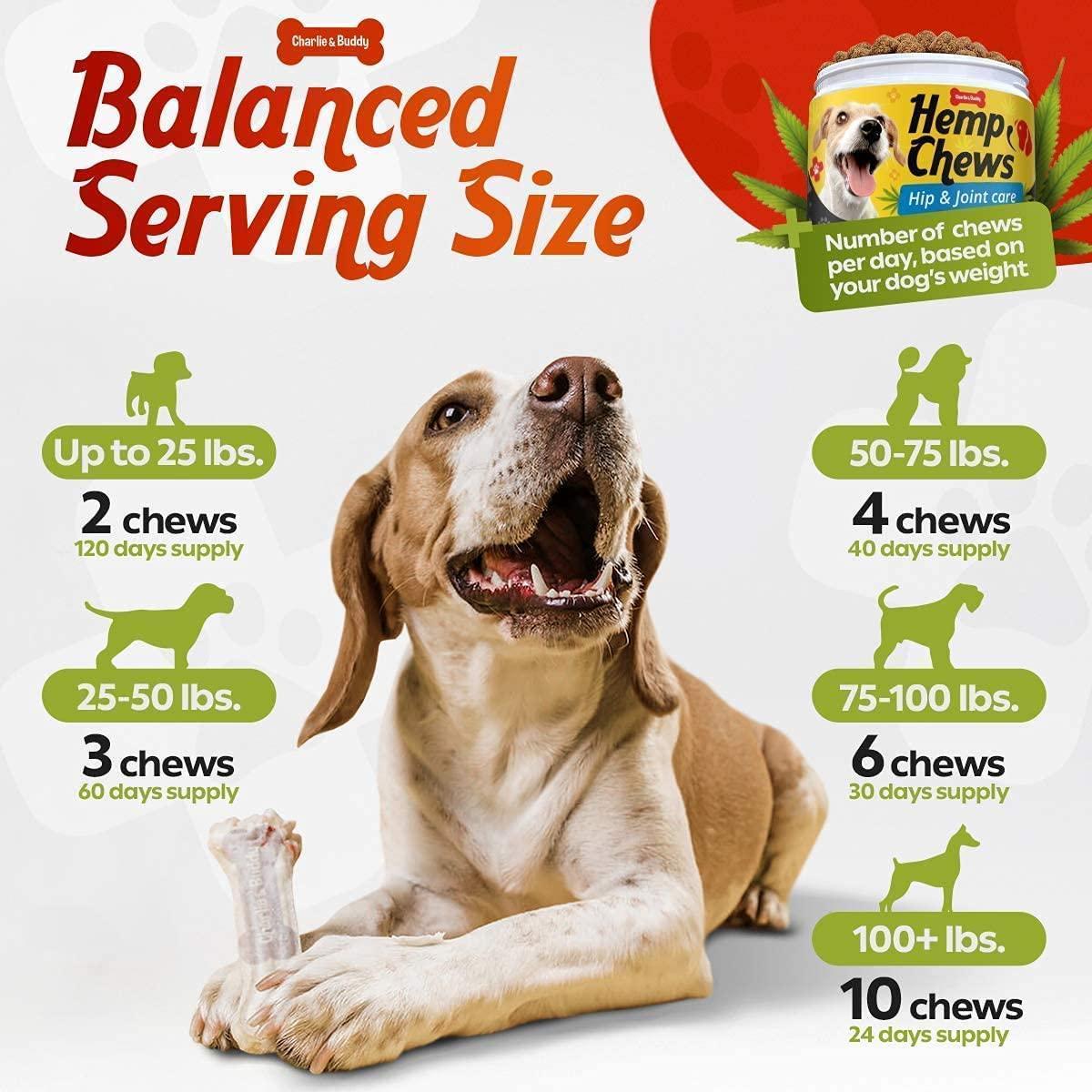 Hemp Hip & Joint Supplement for Dogs 120 Count Glucosamine