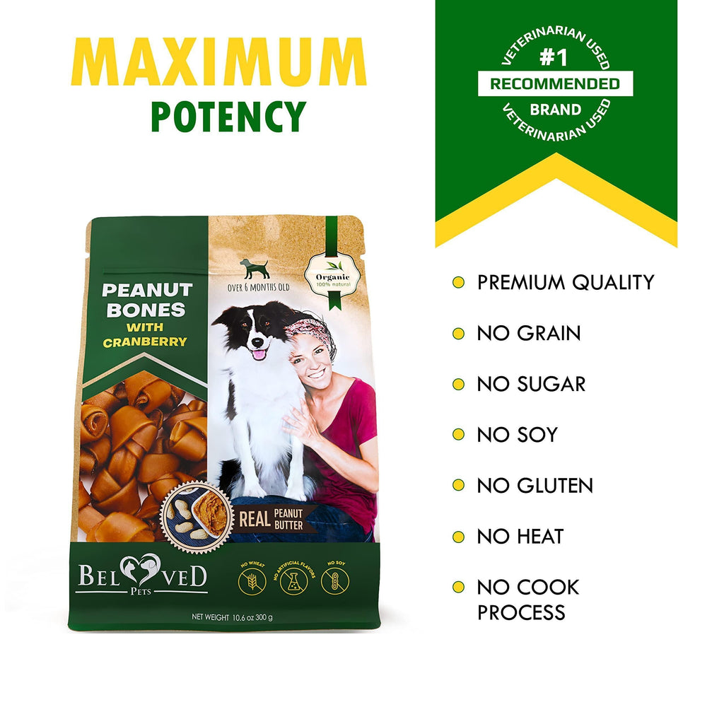 Peanut Butter Bones for Dogs Cranberry Rawhide-Free Chews