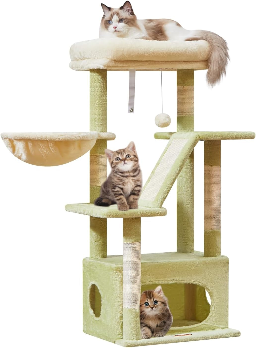 38-Inch Cat Tree for Indoor Cats | Kitten Tower with Condo, Hammock & Perch