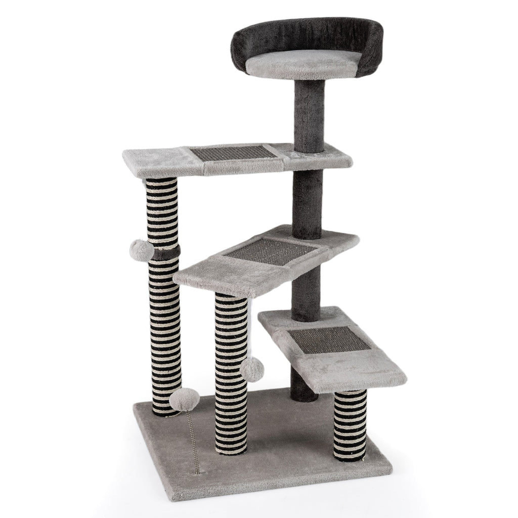 93 CM Tall Cat Tree Kitten Tower with Sisal and Jute Scratching Posts-Gray, climbing post, cat tree, cat post