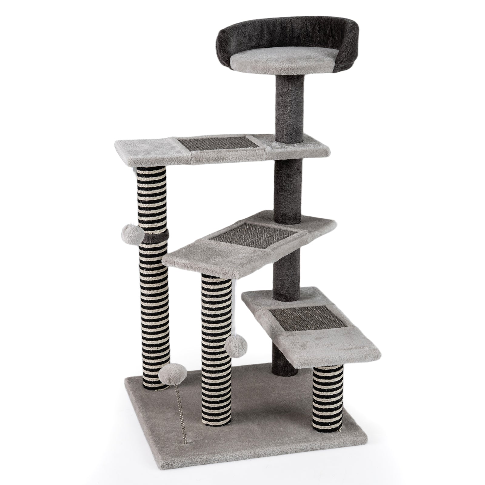 93 CM Tall Cat Tree Kitten Tower with Sisal and Jute Scratching Posts-Gray, climbing post, cat tree, cat post