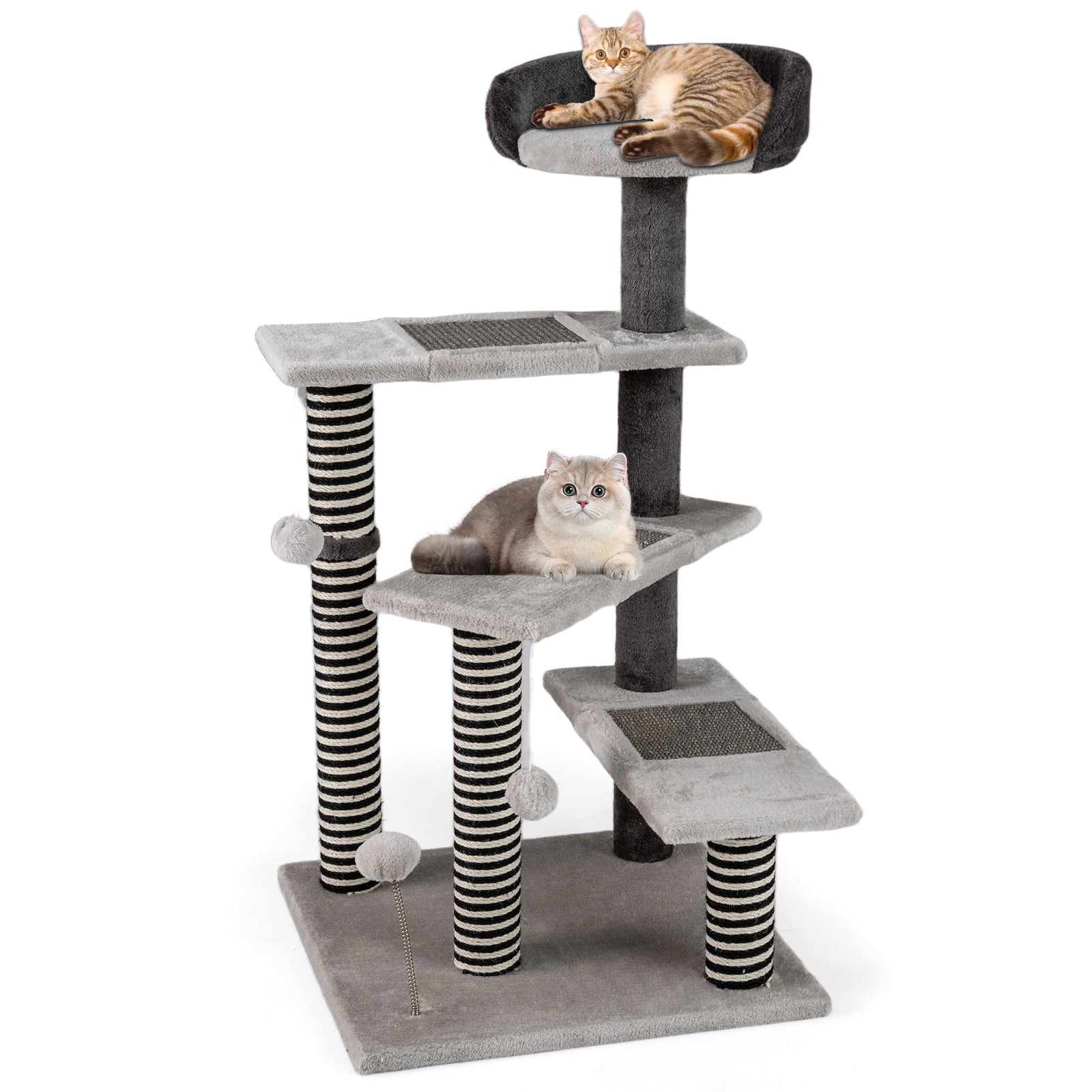 93 CM Tall Cat Tree Kitten Tower with Sisal and Jute Scratching Posts-Gray, climbing post, cat tree, cat post