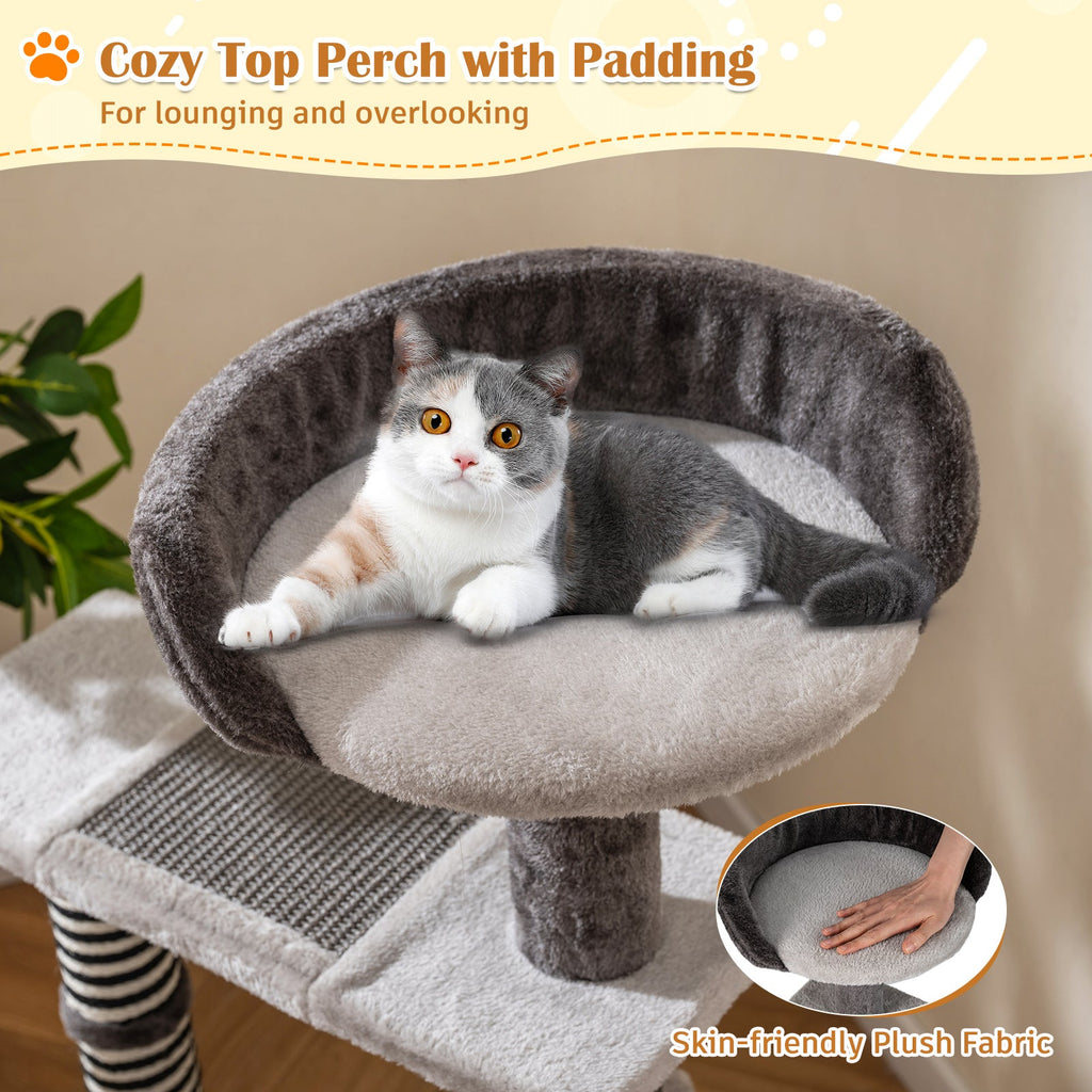93 CM Tall Cat Tree Kitten Tower with Sisal and Jute Scratching Posts-Gray, climbing post, cat tree, cat post