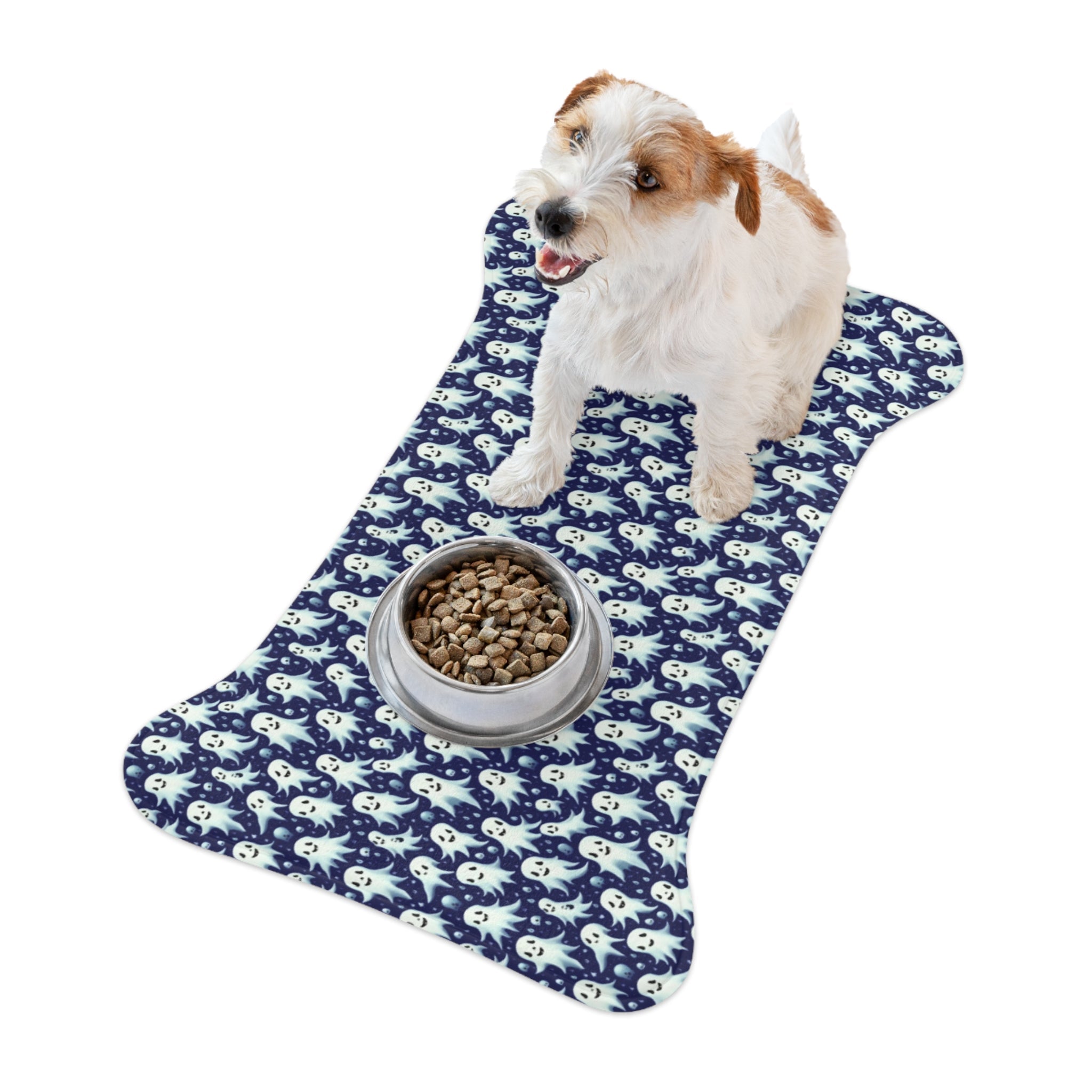 Midnight Mischief: A Thousand Friendly Ghosts Pattern - Pet Feeding Mat, pet mat, non-slip pet mat, cute pet mat