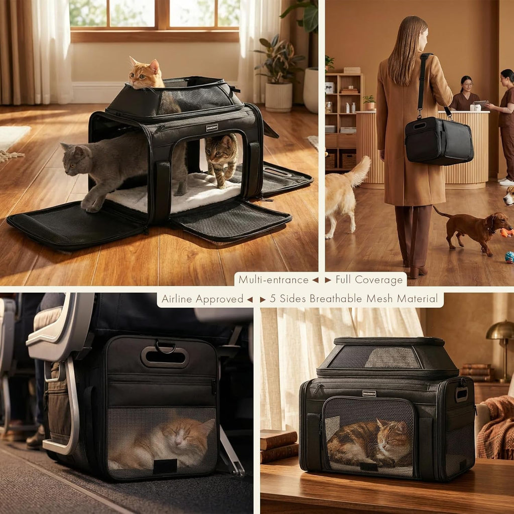 Expandable Pet Carrier Airline Approved Soft Sided Cat Dog Carrier