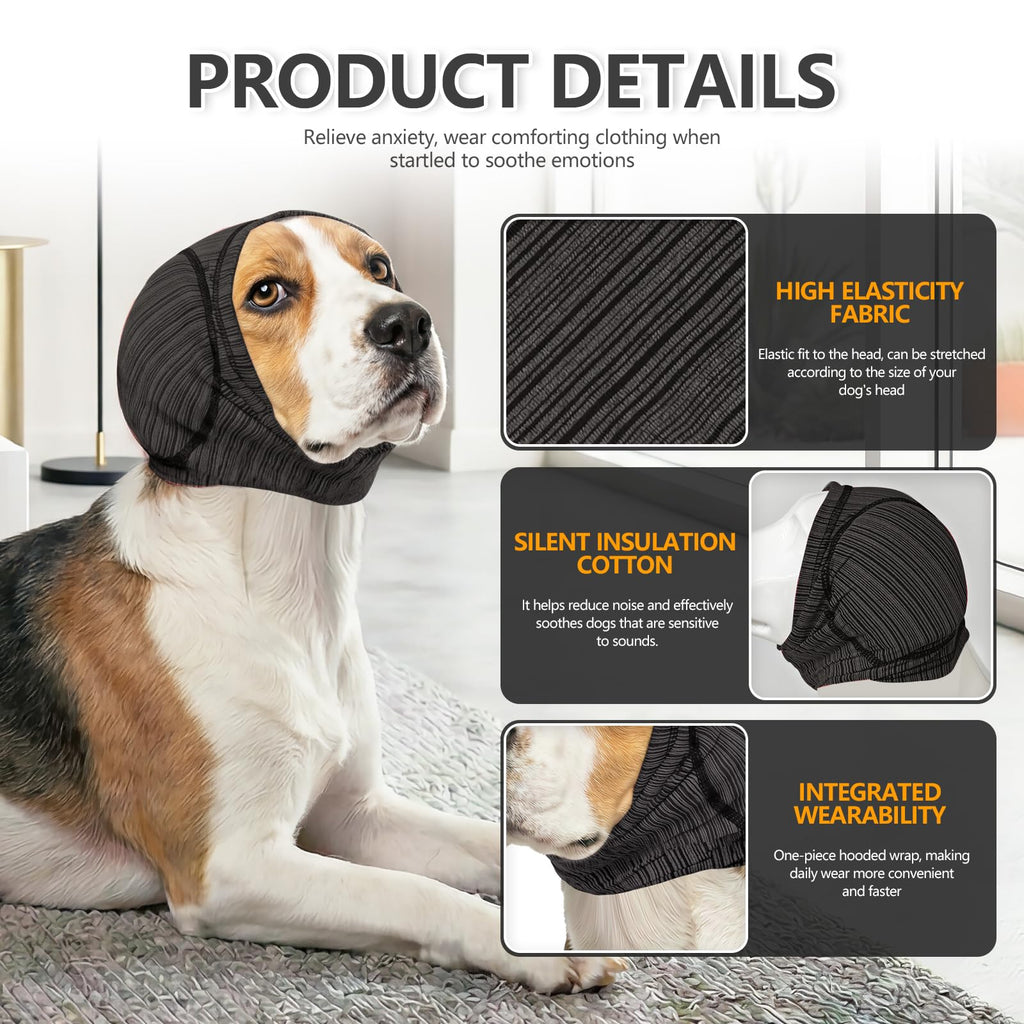 Soft Dog Ear Cover For Loud Noises,Thunderstorm&Fireworks-Dog Ear Wrap Hematoma For Ears Surgery Recovery Prevent Shaking, Scratching-Dogs Head Cover For Bathing, Grooming, Rainy Walks,Swimming