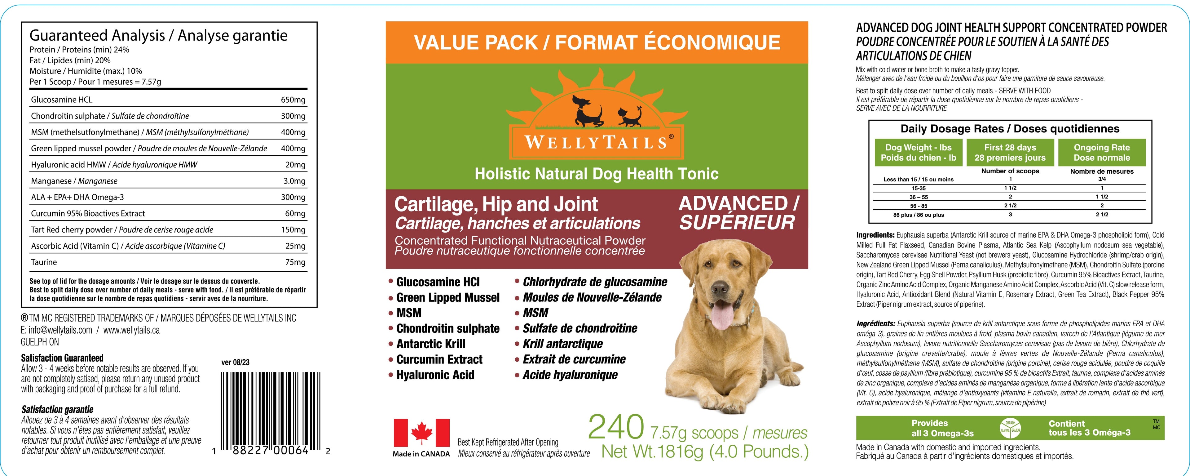 WellyTails Cartilage, Hip & Joint Dog ADVANCED (original Rx formula updated)