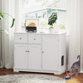 Cat Litter Box Enclosure with 2 Drawers and 3 Doors for Kittens and Adult Cats-White