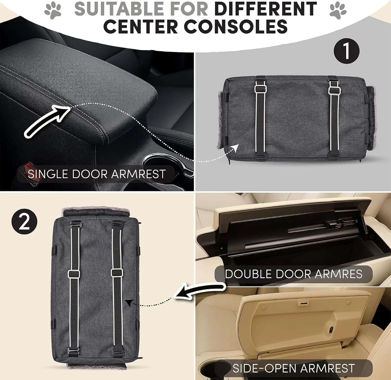 Center Console Dog Car Seat for Small Dogs, Portable Pet Booster Seat