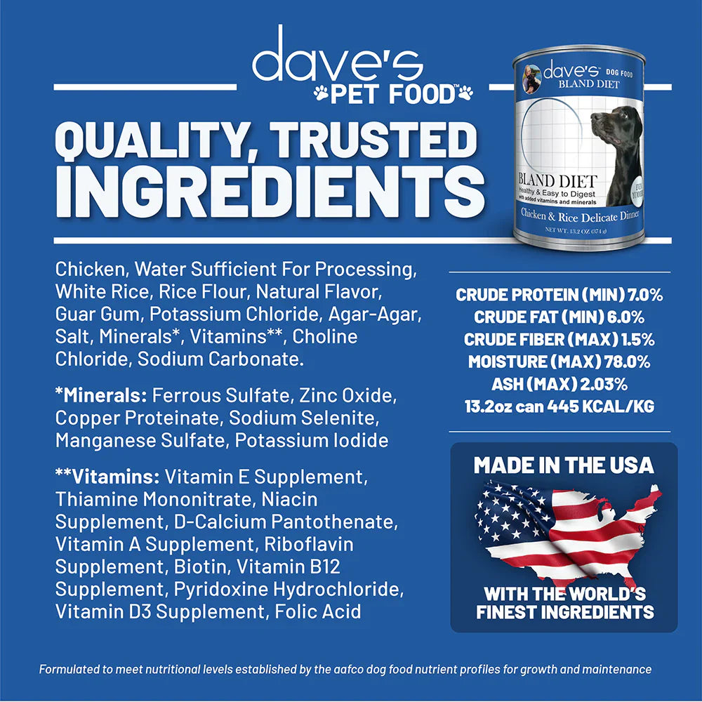 Dave's Restricted Diet Bland for Dogs – Chicken and Rice (13.2oz)