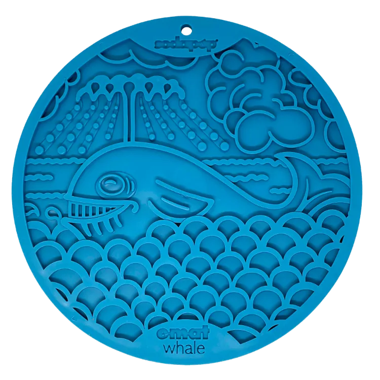 Whale eMat - Enrichment Lick Mat for Dogs and Cats - with Suction Cups | Whale Design | USA Made