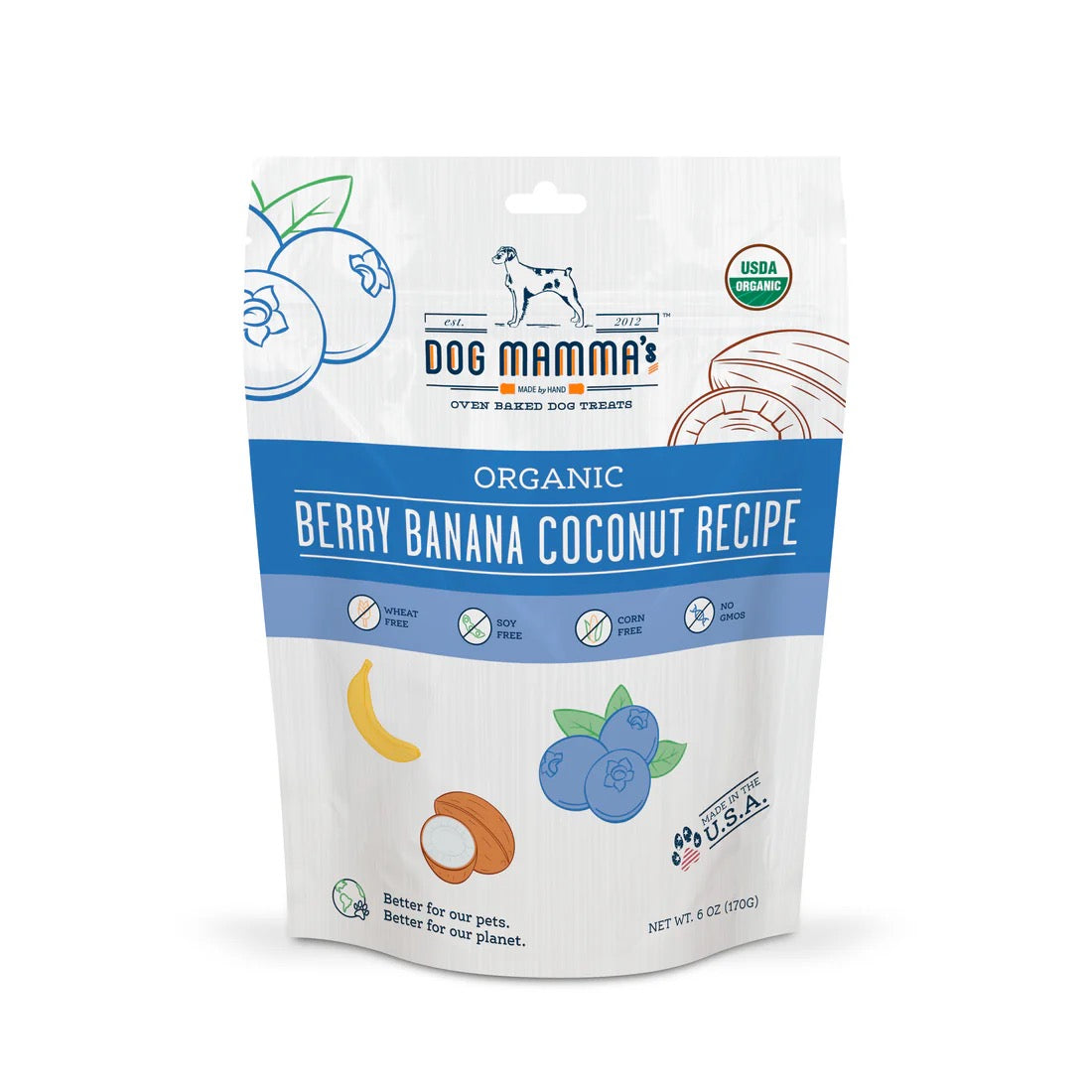 Dog Mamma's Organic Berry Banana Coconut Oven Baked Dog Treats 6oz