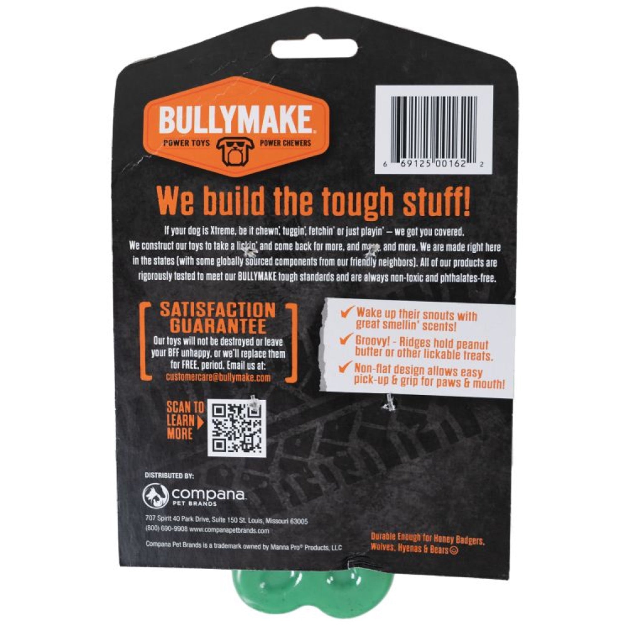 BullyMake Toss N' Treat T-Bone Dog Chew Toy, Mint Flavored