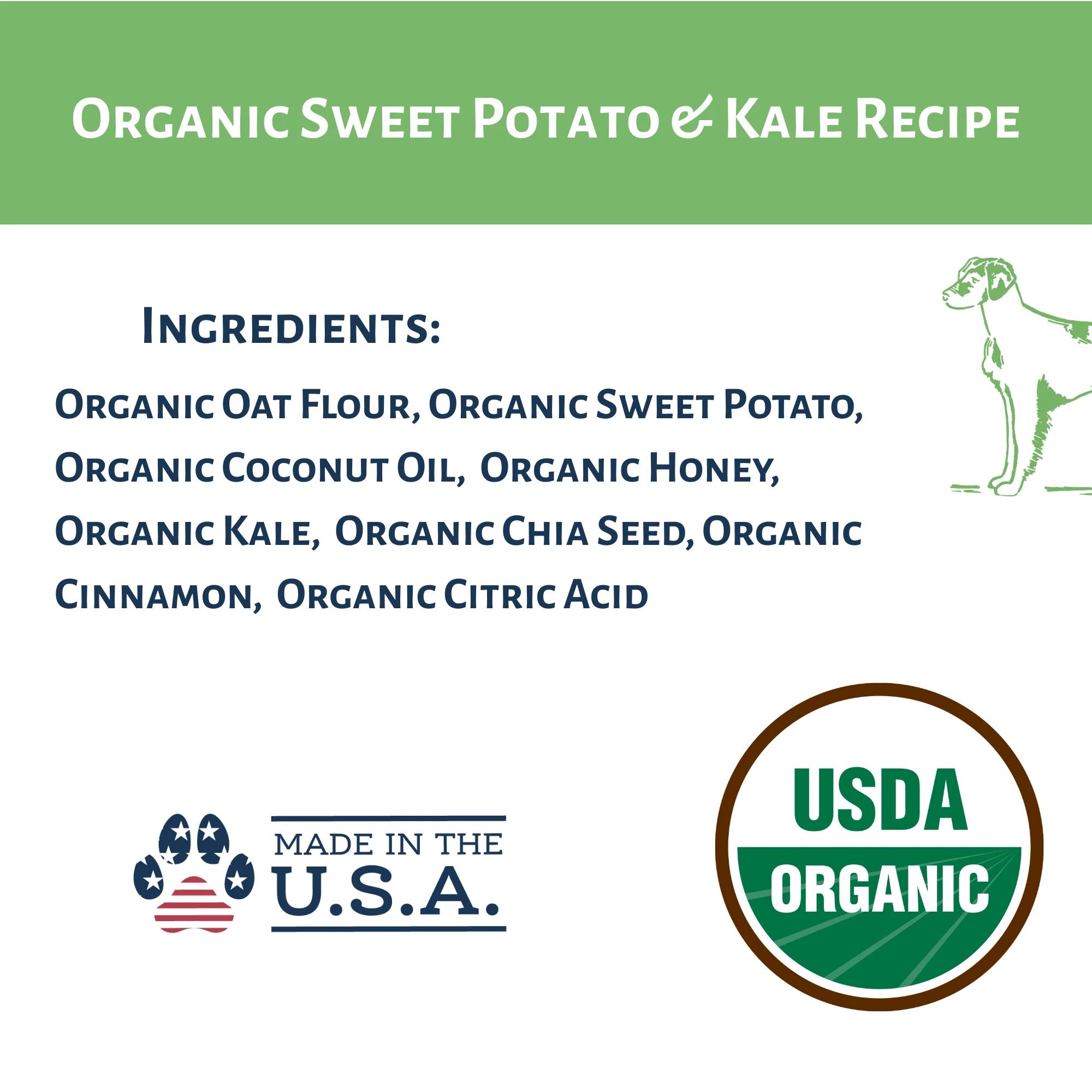 Dog Mamma's Organic Sweet Potato & Kale Oven Baked Dog Treats (6oz)