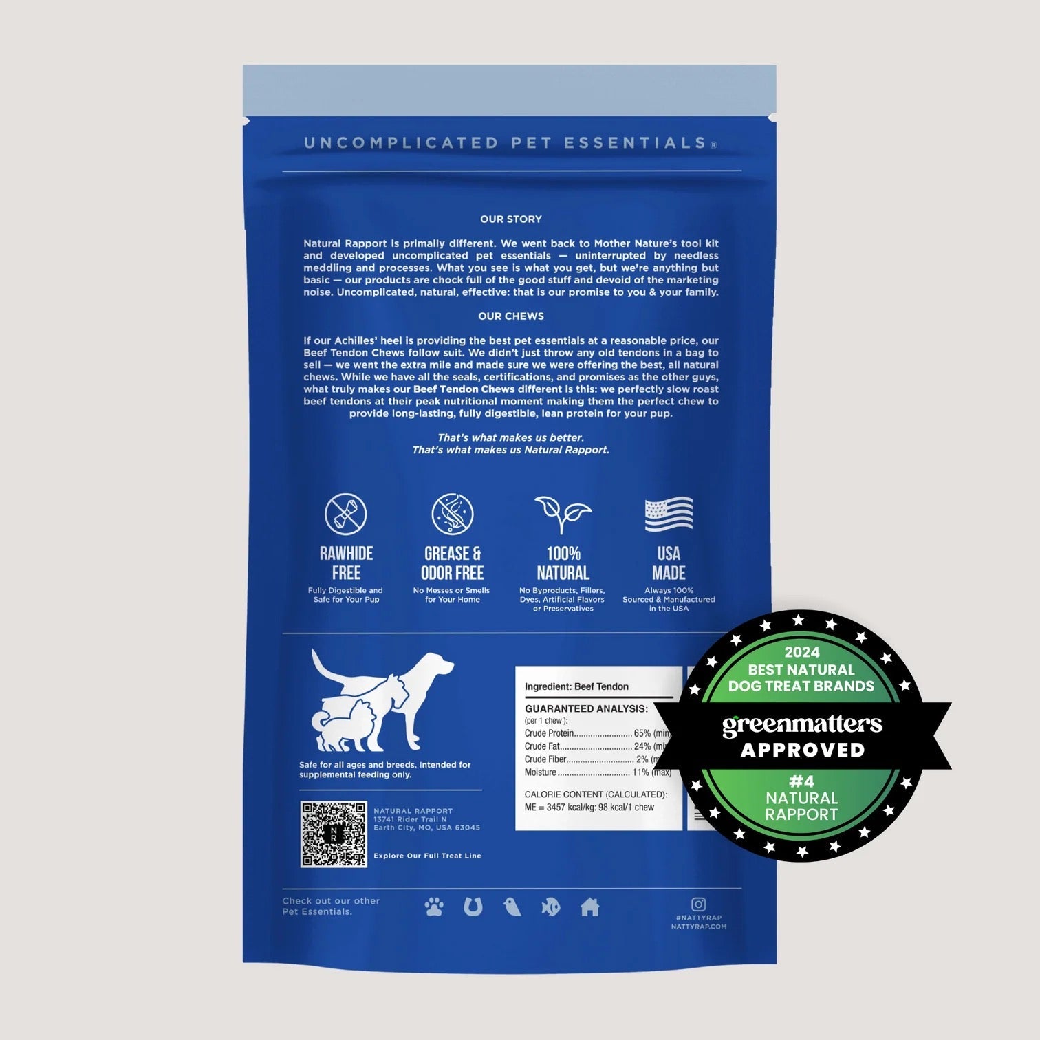 Natural Rapport The Only Beef Tendon Chews Dogs Need Dog Treats (5ct)
