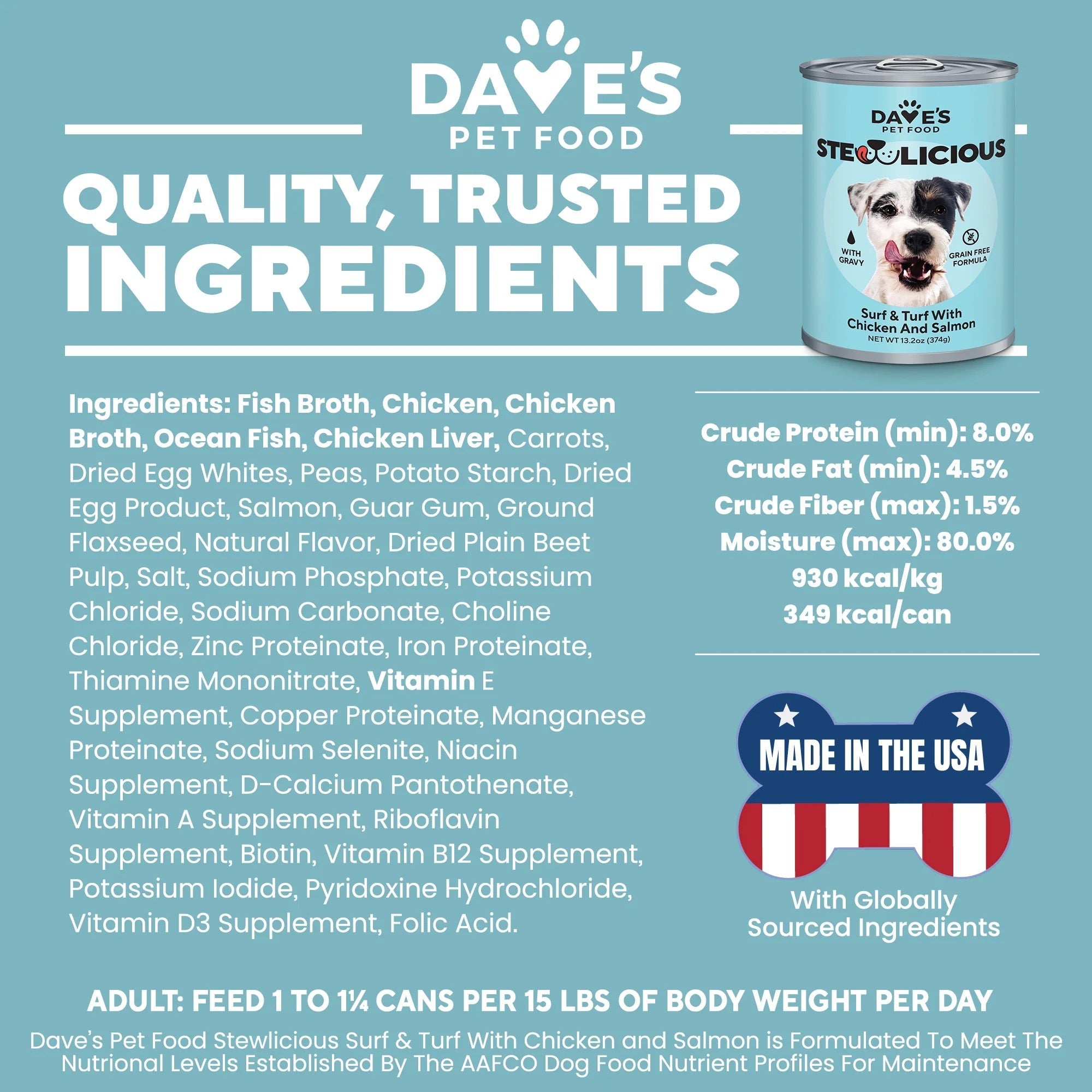Dave's Stewlicious Surf & Turf w/ Chicken & Salmon Wet Dog Food (13.2oz)