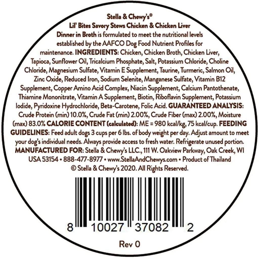 Stella & Chewy’s Lil Bites Stew Chicken & Chicken Liver Dog Food (2.7oz)