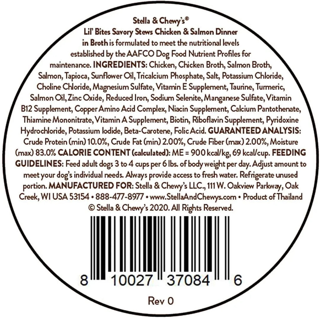 Stella & Chewy's Lil' Bites Savory Stews Chicken & Salmon Dinner in Broth Dog Food (2.7oz)
