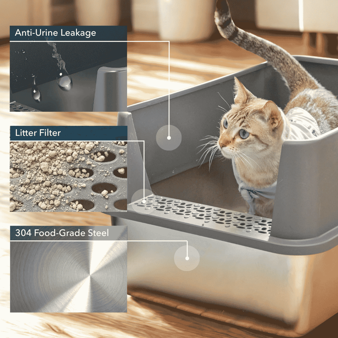 XXL 304 Stainless Steel Cat Litter Box
