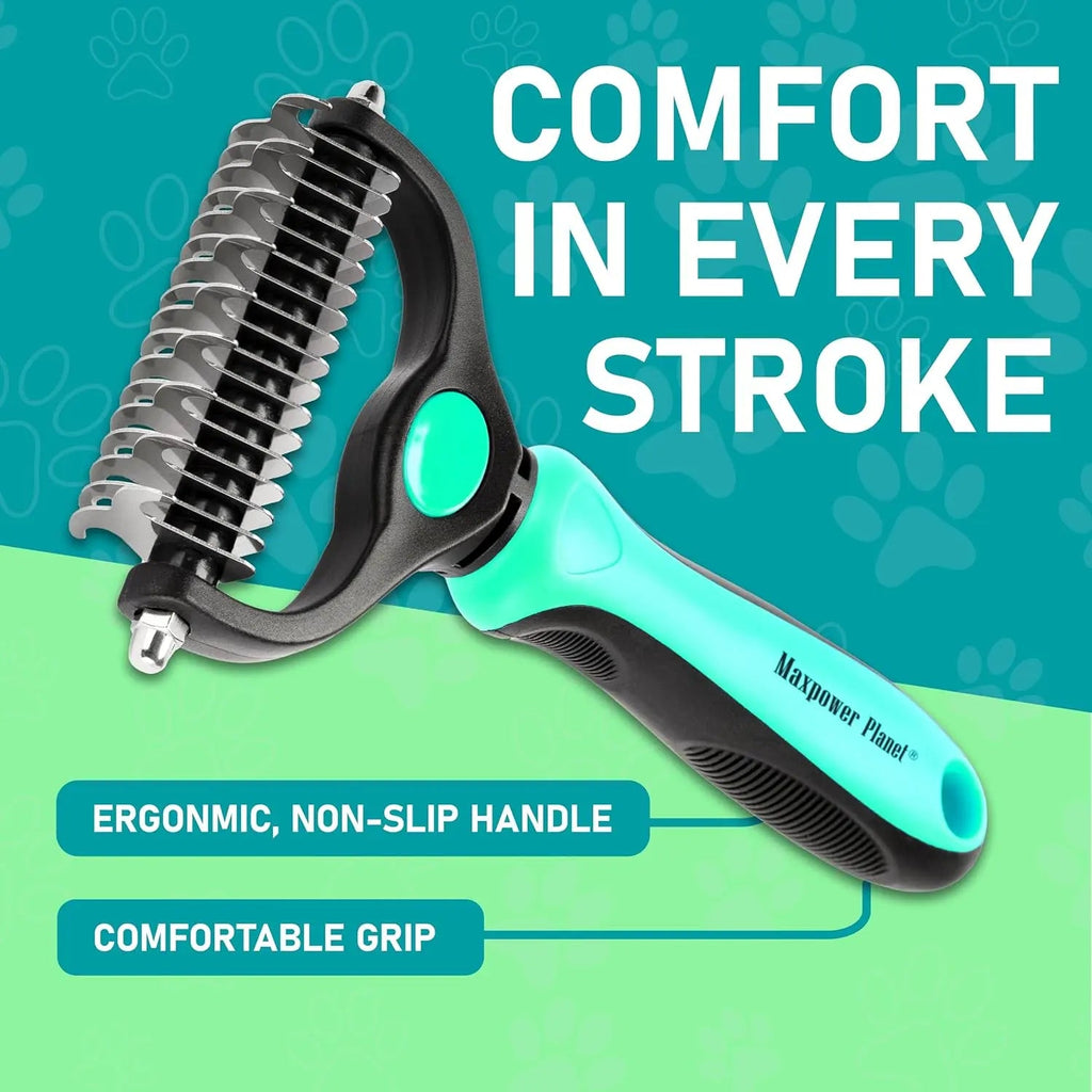 Maxpower Dual-Sided Pet Grooming Rake for Dogs & Cats – Dematting Tool